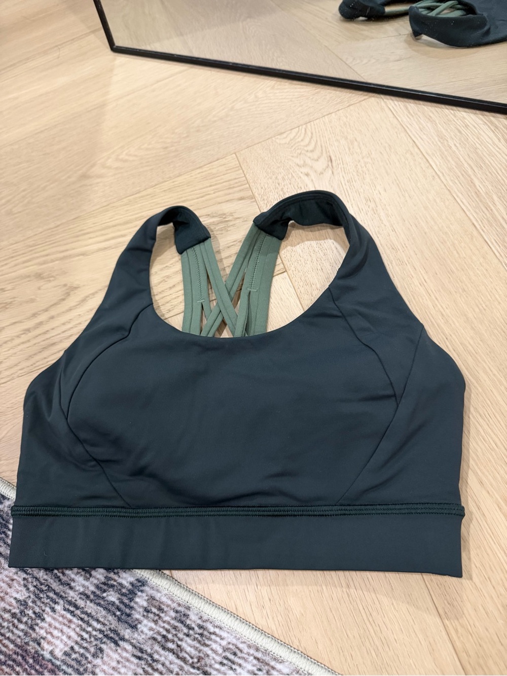 lululemon athletica Dark Green Sports Bra with Sage Straps - Picture 2 of 2